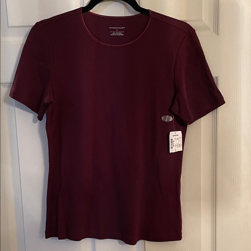 Christopher & Banks Deep Red Short Sleeve Tee